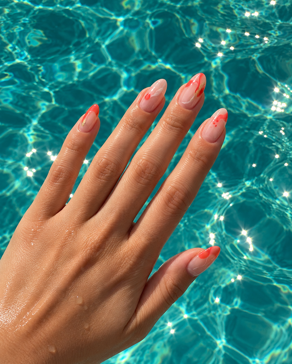 Renkli nail art detayı